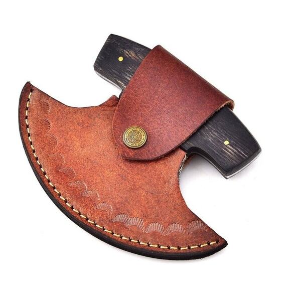 Damascus Steel Ulu Handmade Knife - Alaskan Damascus Ulu Knife With Sheat - Picture 3 of 3